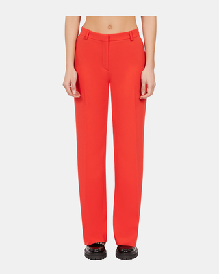 Red crepe suit trousers