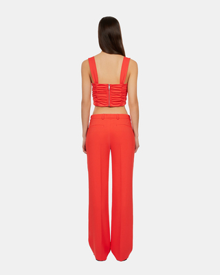 Red crepe suit trousers