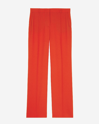 Red crepe suit trousers
