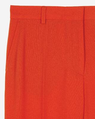 Red crepe suit trousers