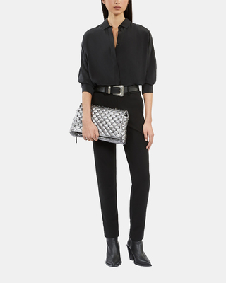 Straight black suit trousers with grosgrain