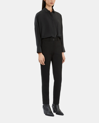 Straight black suit trousers with grosgrain
