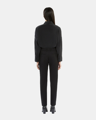 Straight black suit trousers with grosgrain