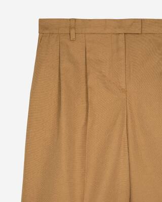 Camel cotton and linen Bermuda shorts