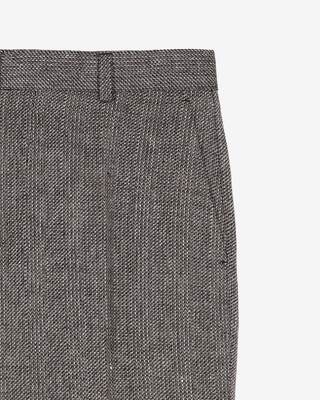 Grey wool and linen straight-leg tailored pants