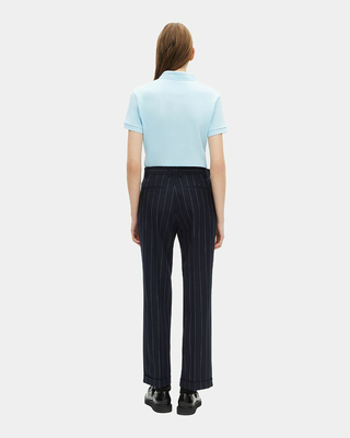 Straight-leg wool blend tennis stripe tailored pants
