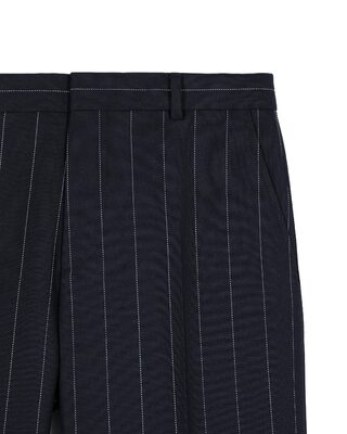 Straight-leg wool blend tennis stripe tailored pants