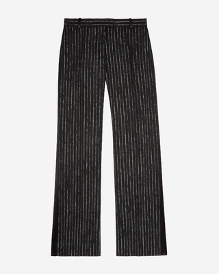 Black striped straight-leg pants