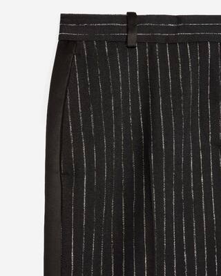 Black striped straight-leg pants