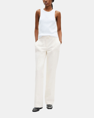Ecru cotton wide-leg pants