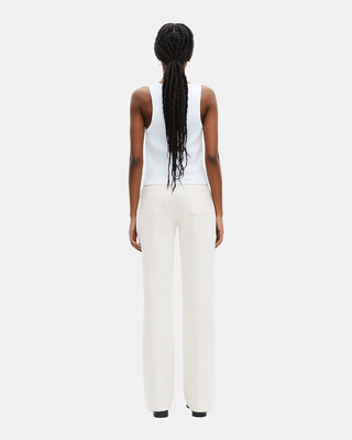 Ecru cotton wide-leg pants