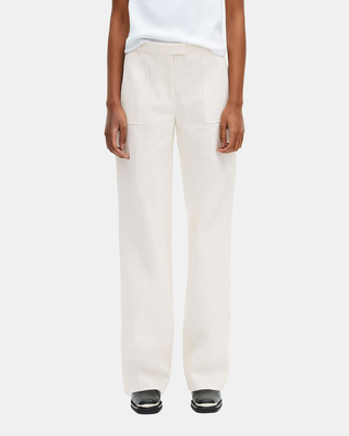Ecru cotton wide-leg pants