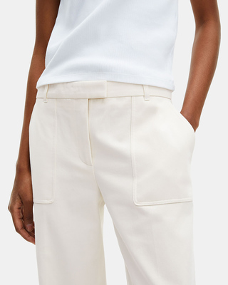 Ecru cotton wide-leg pants