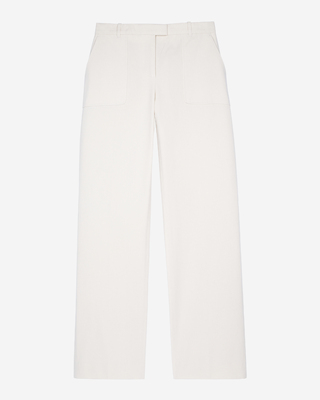 Ecru cotton wide-leg pants
