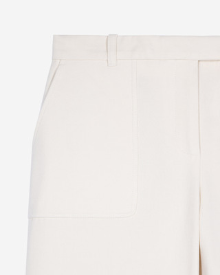 Ecru cotton wide-leg pants