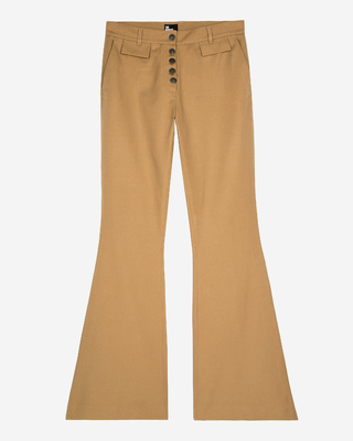Flare pants in beige cotton and linen