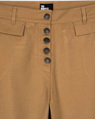Flare pants in beige cotton and linen