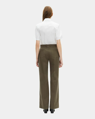 Khaki cotton wide-leg pants