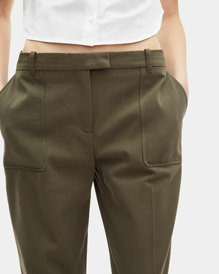 Khaki cotton wide-leg pants
