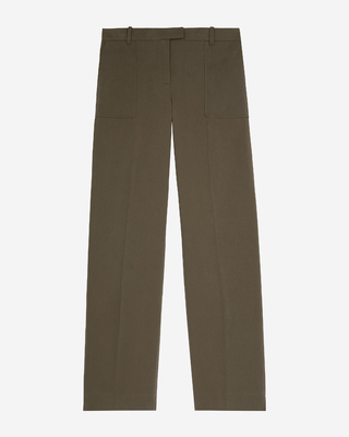 Khaki cotton wide-leg pants