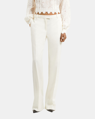 Ecru wide-leg tuxedo pants