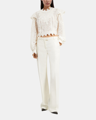 Ecru wide-leg tuxedo pants
