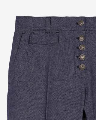 Blue cotton and linen flare pants
