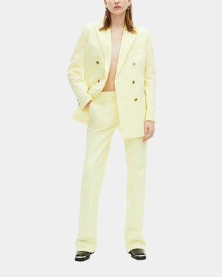 Wide-leg suit pants in yellow cotton