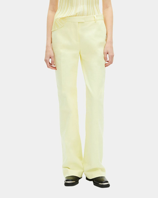 Wide-leg suit pants in yellow cotton