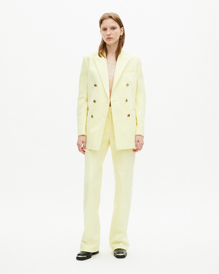 Wide-leg suit pants in yellow cotton