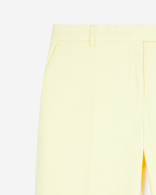 Wide-leg suit pants in yellow cotton