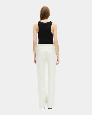 Ecru cotton wide-leg suit pants
