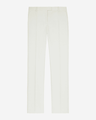 Ecru cotton wide-leg suit pants
