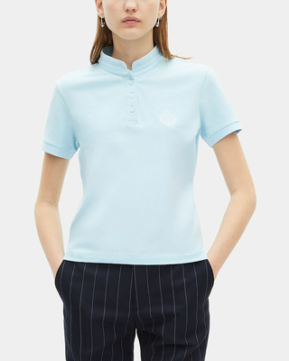 Light blue mandarin collar polo shirt