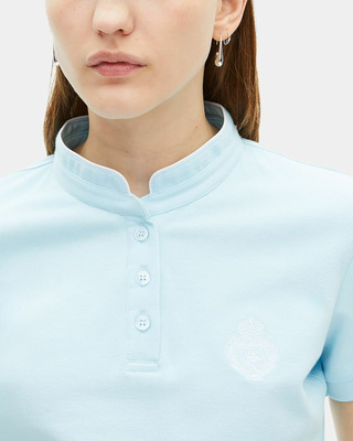 Light blue mandarin collar polo shirt