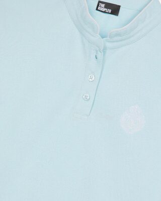Light blue mandarin collar polo shirt