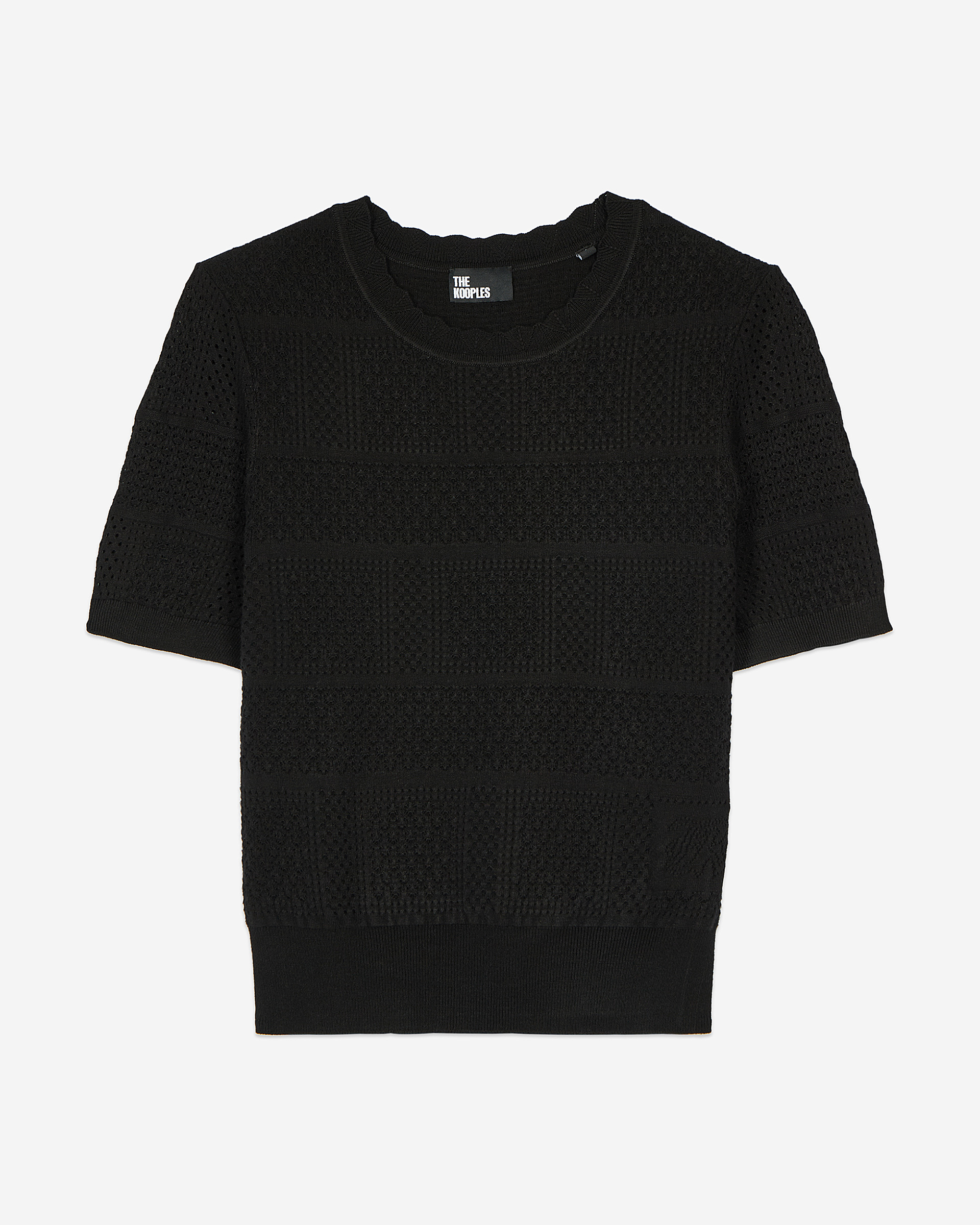 Black openwork knit sweater