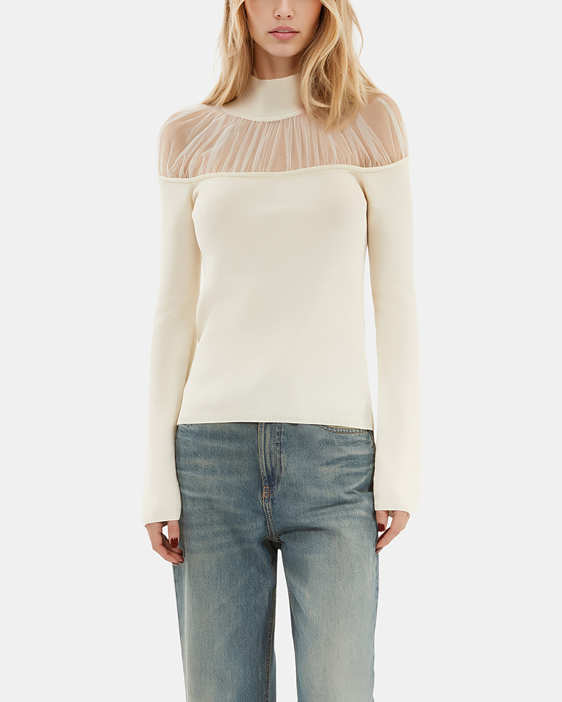 Gathered sweater ecru