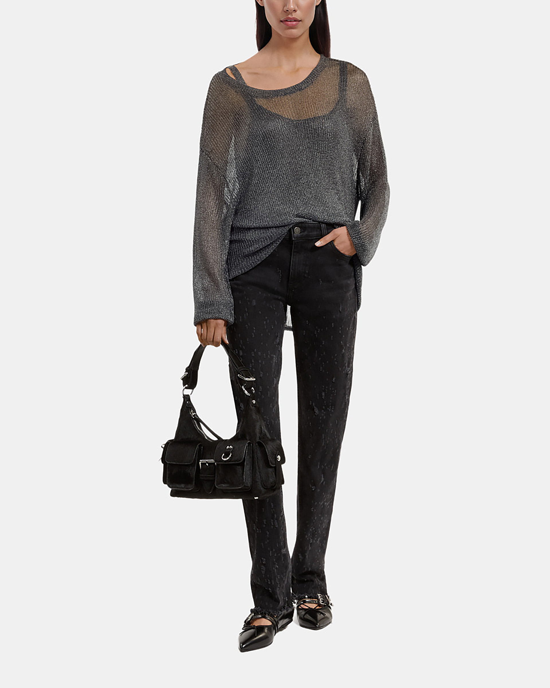 Gray chainmail effect sweater
