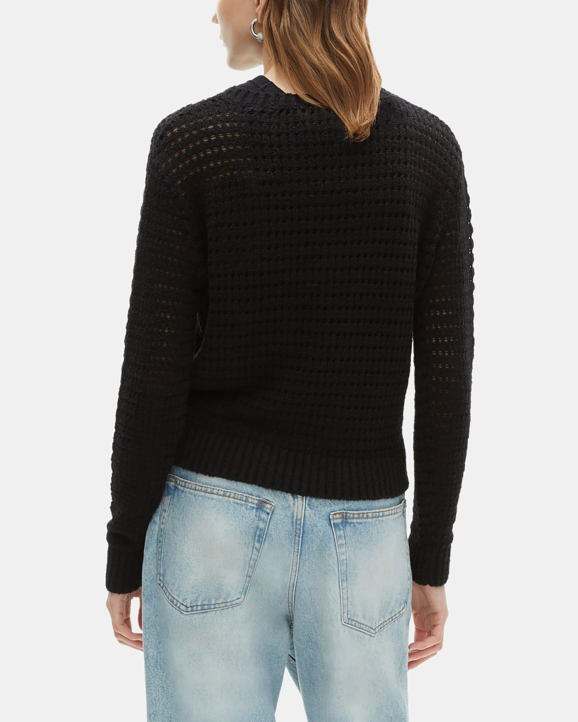 Black openwork mixed sweater