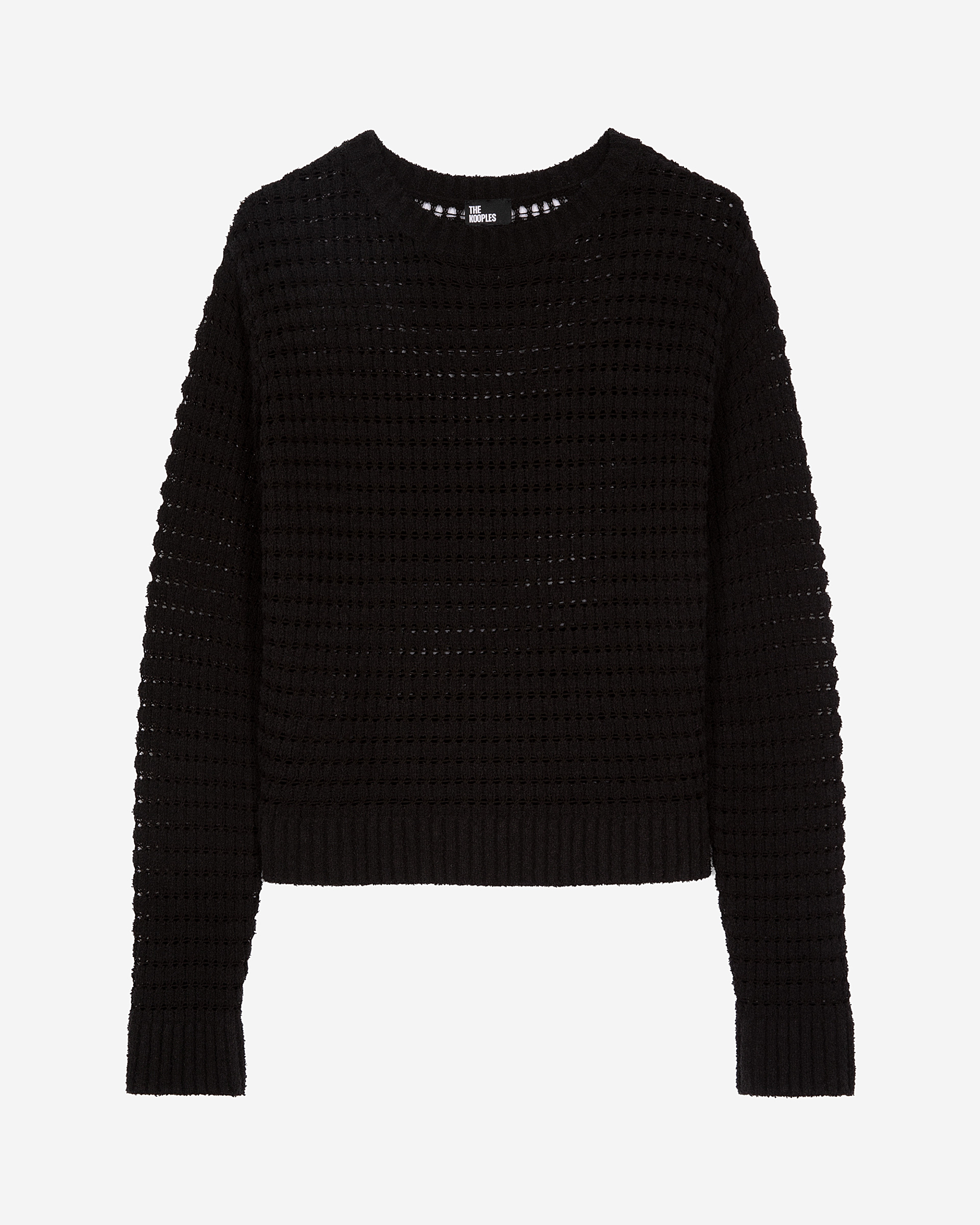 Black openwork mixed sweater