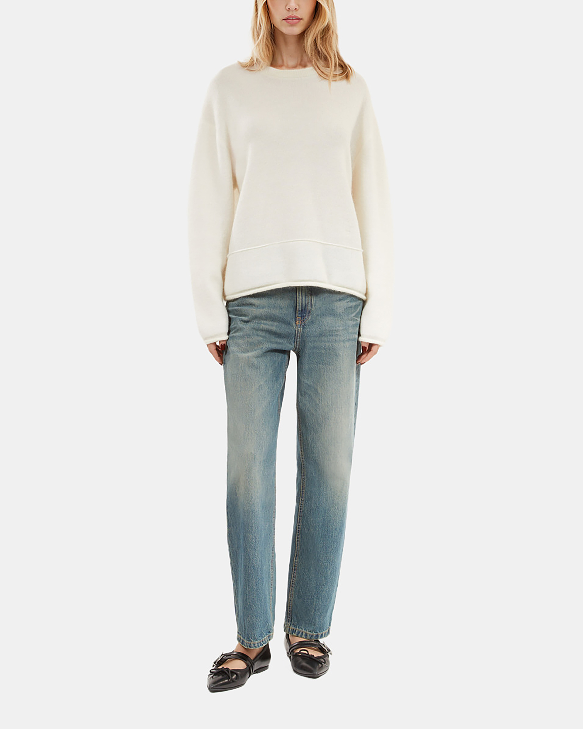 Ecru wool and mohair sweater