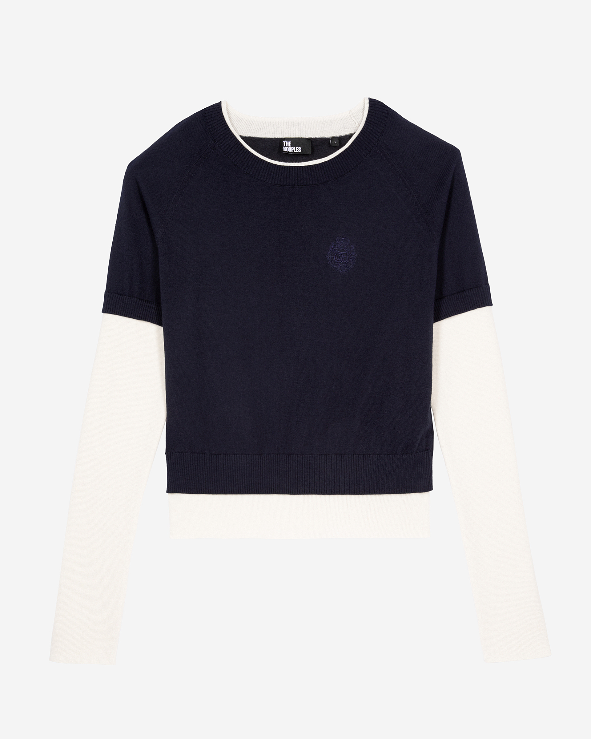 Navy and ecru sweater