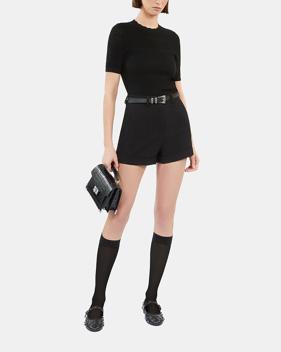 Black openwork knit sweater