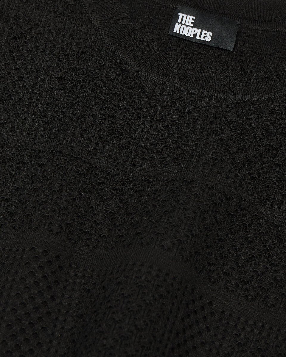 Black openwork knit sweater