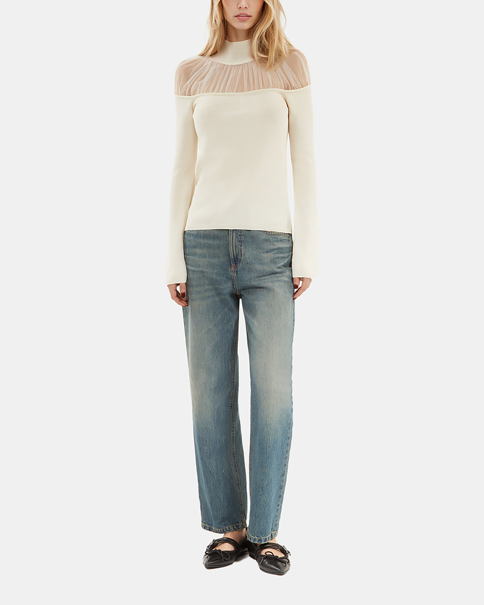 Gathered sweater ecru