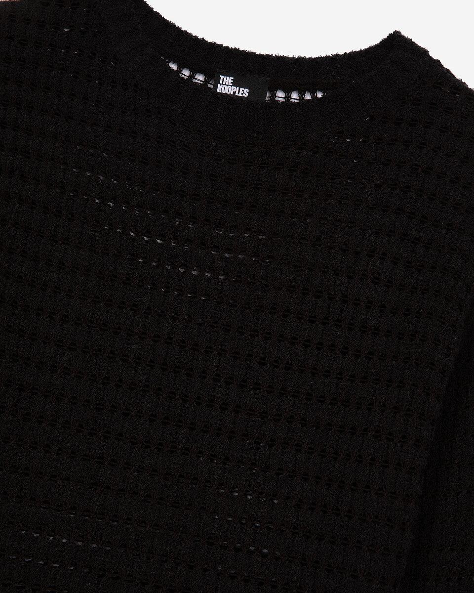 Black openwork mixed sweater