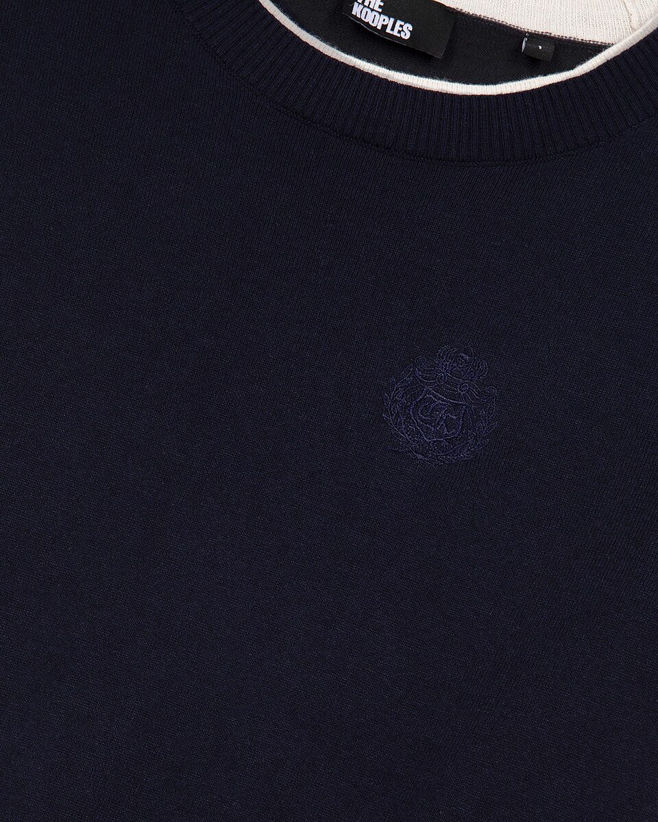 Navy and ecru sweater