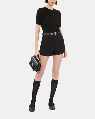 Black openwork knit sweater