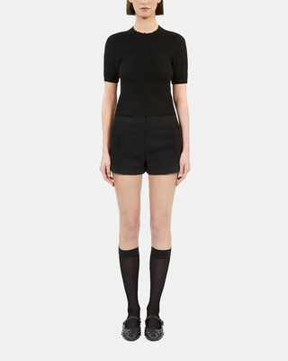 Black openwork knit sweater